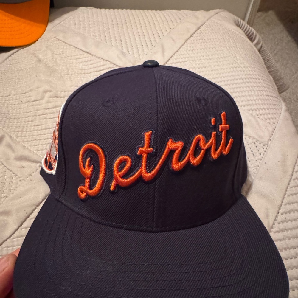 Detroit Navy and Orange Cap
